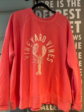 Vineyard Vines Coral Pullover with Lobster Graphic